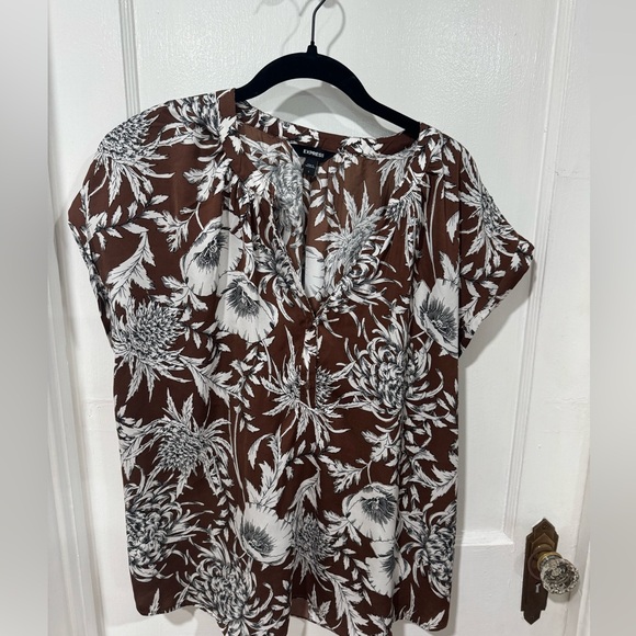 Worn one time only chocolate button neck blouse - Picture 5 of 8